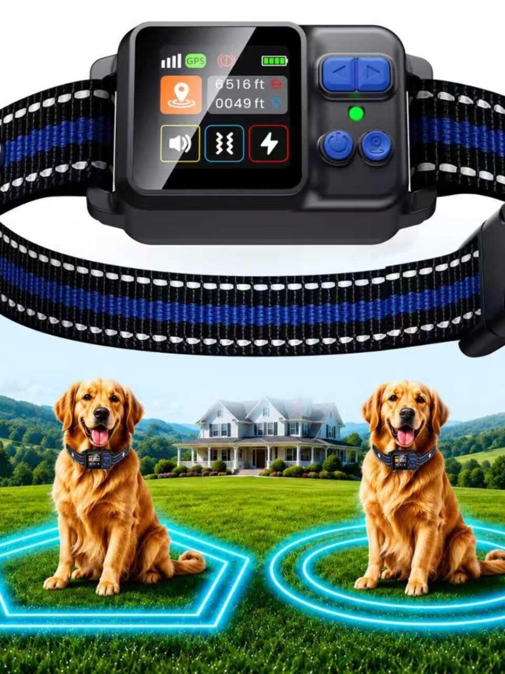 NEW GPS Wireless Dog Fence System Electric for Dogs 3 Circular & Custom AI Smart